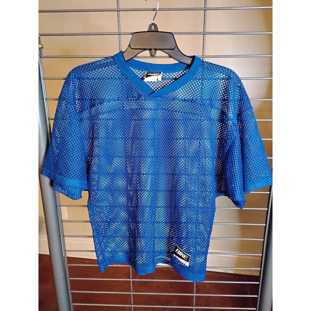 Vintage Bike Mesh Jersey Royal Blue V-Neck Athletic Shirt Mens Large 542